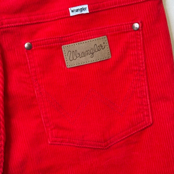Wrangler | Wanderer High Rise Flare Red Cords Wide Bootcut Bell Bottom Jeans - Picture 8 of 16